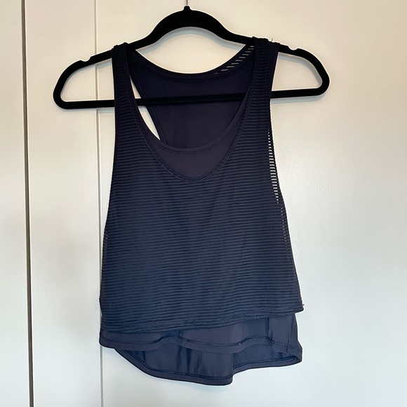 2 in 1 Black Mesh Crop Lululemon Top - Picture 1 of 7